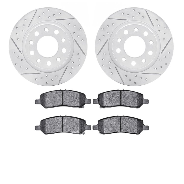 2502-40013 Geoperformance Drilled/Slotted Rotors w/5000 Advanced Brake Pads Kit, 2013-2016 Mopar, Position: Rear