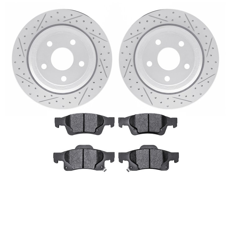2502-42038 Geoperformance Drilled/Slotted Rotors w/5000 Advanced Brake Pads Kit, Fits Select Mopar, Position: Rear