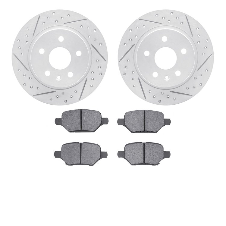 2502-45026 Geoperformance Drilled/Slotted Rotors w/5000 Advanced Brake Pads Kit, Fits Select GM, Position: Rear