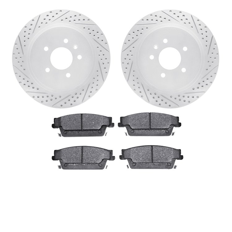 2502-46019 Geoperformance Drilled/Slotted Rotors w/5000 Advanced Brake Pads Kit, 2005-2011 GM, Position: Rear