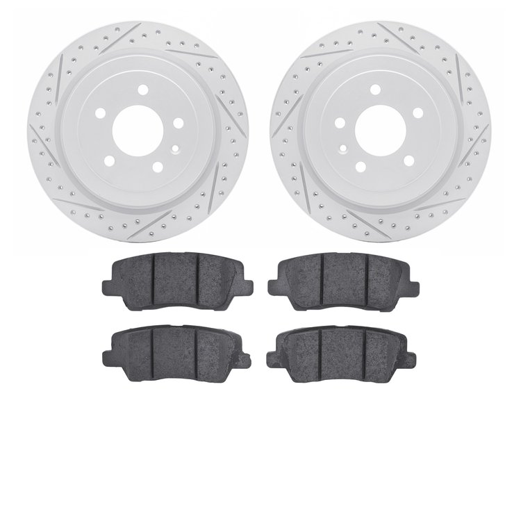 2502-46036 Geoperformance Drilled/Slotted Rotors w/5000 Advanced Brake Pads Kit, 2013-2019 GM, Position: Rear