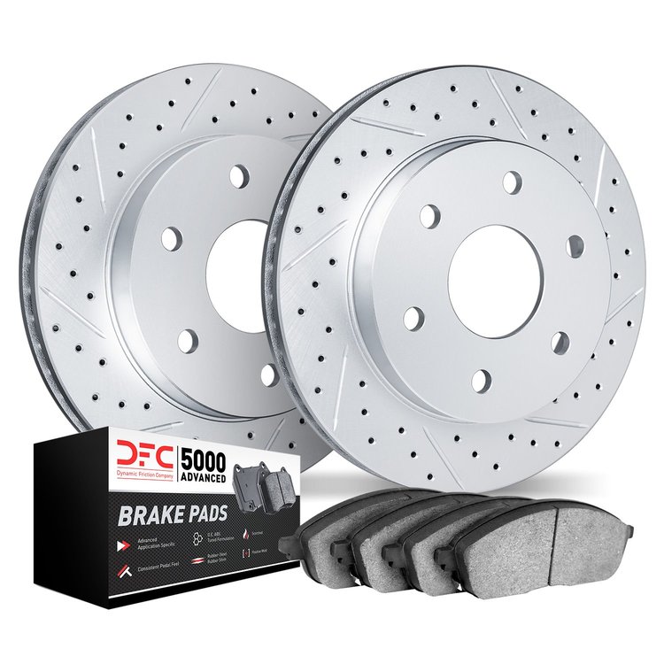 2502-46065 Geoperformance Drilled/Slotted Rotors w/5000 Advanced Brake Pads Kit, 2004-2009 GM, Position: Rear