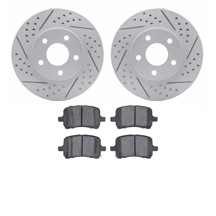 2502-47019 Geoperformance Drilled/Slotted Rotors w/5000 Advanced Brake Pads Kit, 2006-2011 GM, Position: Front
