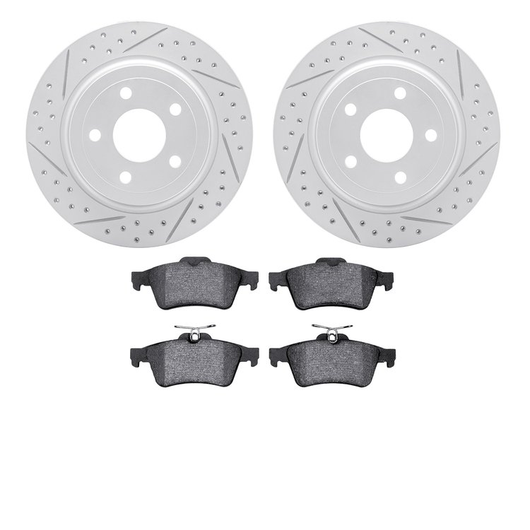 2502-47026 Geoperformance Drilled/Slotted Rotors w/5000 Advanced Brake Pads Kit, 2008-2010 GM, Position: Rear