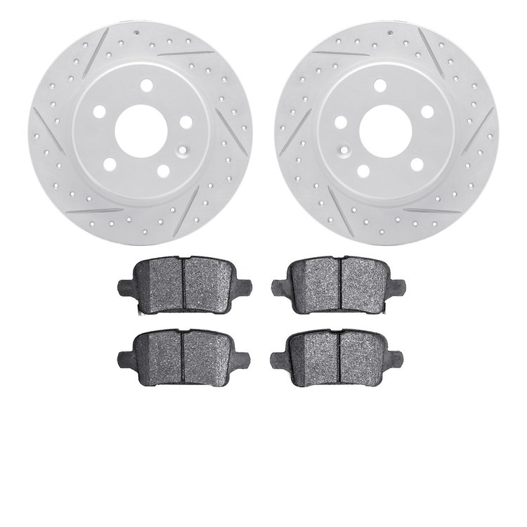 2502-47040 Geoperformance Drilled/Slotted Rotors w/5000 Advanced Brake Pads Kit, Fits Select GM, Position: Rear