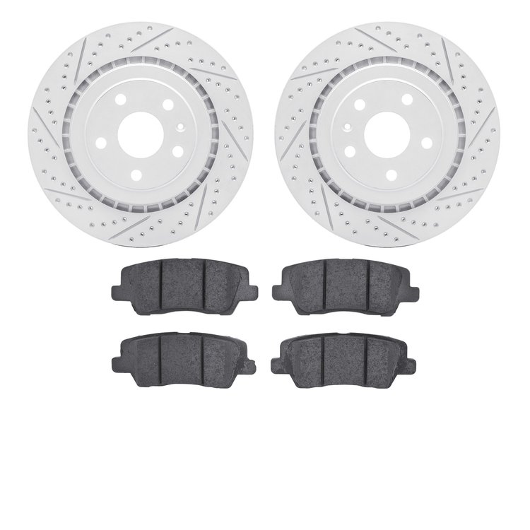 2502-47054 Geoperformance Drilled/Slotted Rotors w/5000 Advanced Brake Pads Kit, 2015-2019 GM, Position: Rear