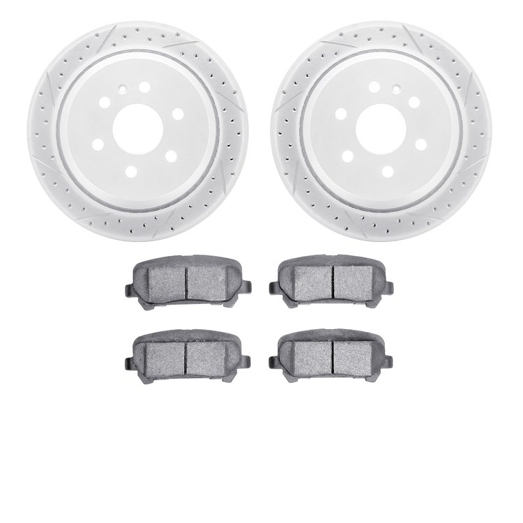 2502-48072 Geoperformance Drilled/Slotted Rotors w/5000 Advanced Brake Pads Kit, 2015-2020 GM, Position: Rear