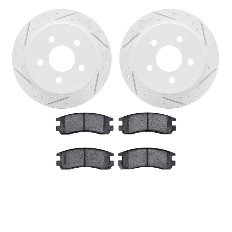 2502-52005 Geoperformance Drilled/Slotted Rotors w/5000 Advanced Brake Pads Kit, 1997-2005 GM, Position: Rear