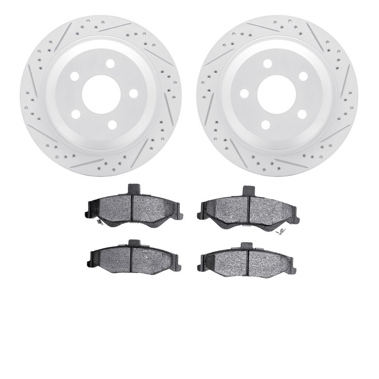 2502-52006 Geoperformance Drilled/Slotted Rotors w/5000 Advanced Brake Pads Kit, 1998-2002 GM, Position: Rear