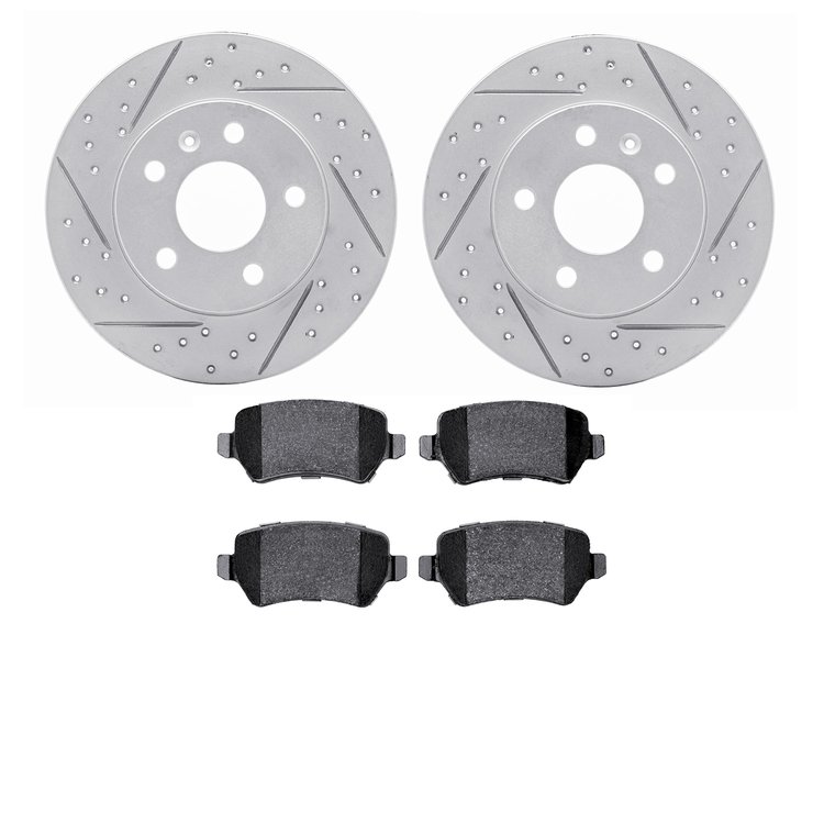 2502-53010 Geoperformance Drilled/Slotted Rotors w/5000 Advanced Brake Pads Kit, 2002-2008 GM, Position: Rear