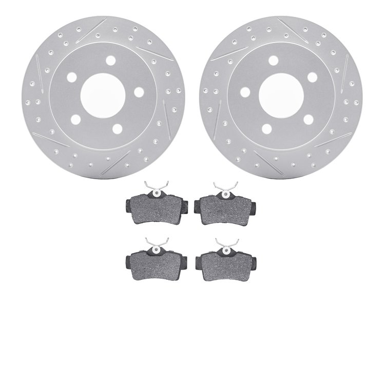 2502-54013 Geoperformance Drilled/Slotted Rotors w/5000 Advanced Brake Pads Kit, 1994-2004 Ford/Lincoln/Mercury/Mazda, Position: