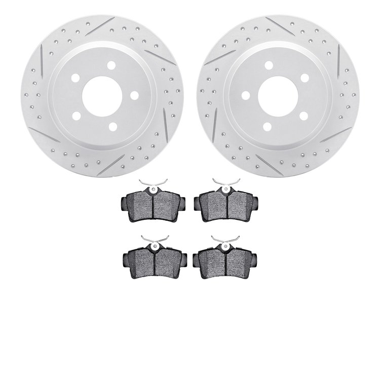 2502-54015 Geoperformance Drilled/Slotted Rotors w/5000 Advanced Brake Pads Kit, 1994-2004 Ford/Lincoln/Mercury/Mazda, Position: