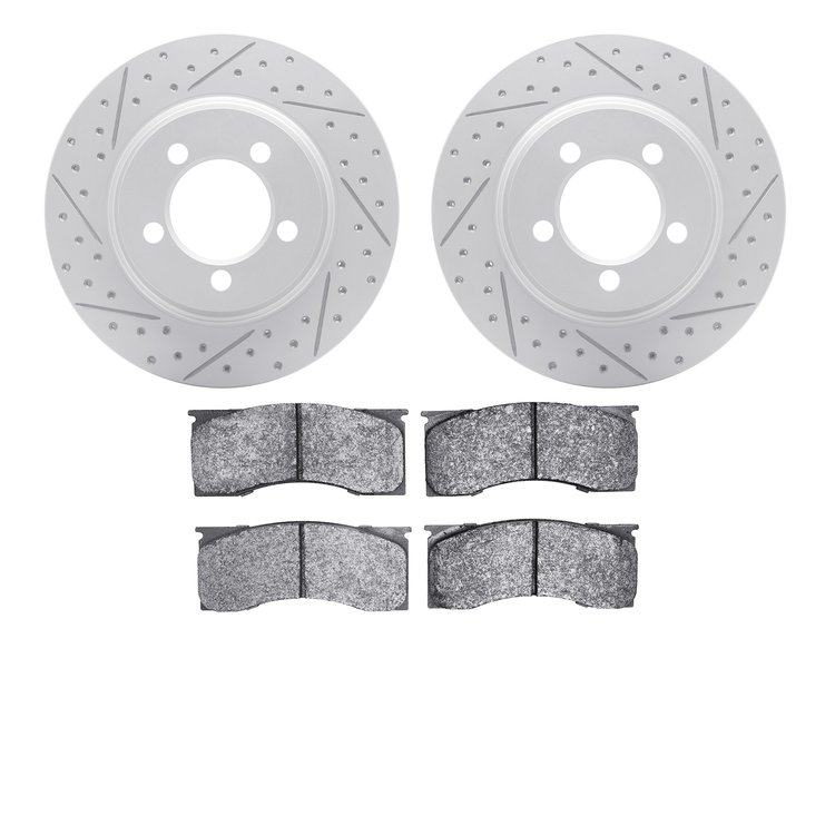 2502-54024 Geoperformance Drilled/Slotted Rotors w/5000 Advanced Brake Pads Kit, 1967-1967 Ford/Lincoln/Mercury/Mazda, Position: