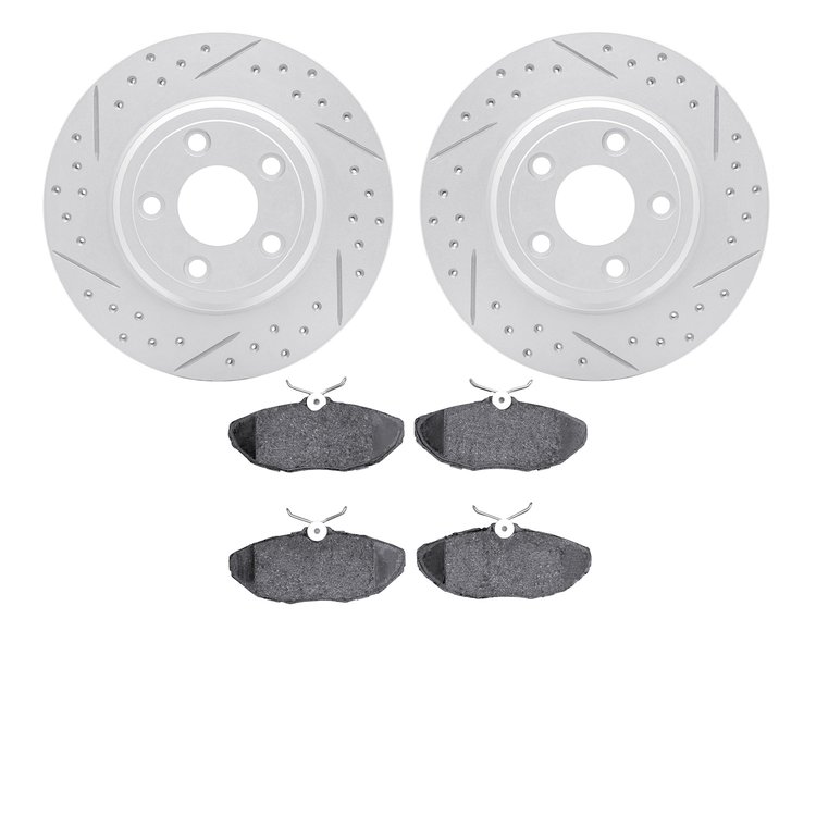 2502-54030 Geoperformance Drilled/Slotted Rotors w/5000 Advanced Brake Pads Kit, 2000-2005 Jaguar, Position: Rear