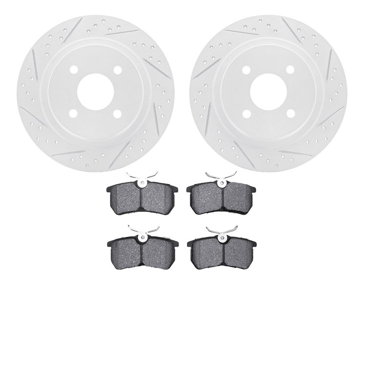 2502-54036 Geoperformance Drilled/Slotted Rotors w/5000 Advanced Brake Pads Kit, 2002-2004 Ford/Lincoln/Mercury/Mazda, Position: