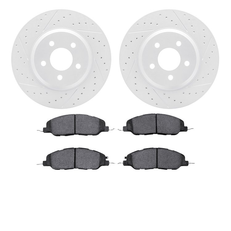 2502-54044 Geoperformance Drilled/Slotted Rotors w/5000 Advanced Brake Pads Kit, 2005-2014 Ford/Lincoln/Mercury/Mazda, Position: