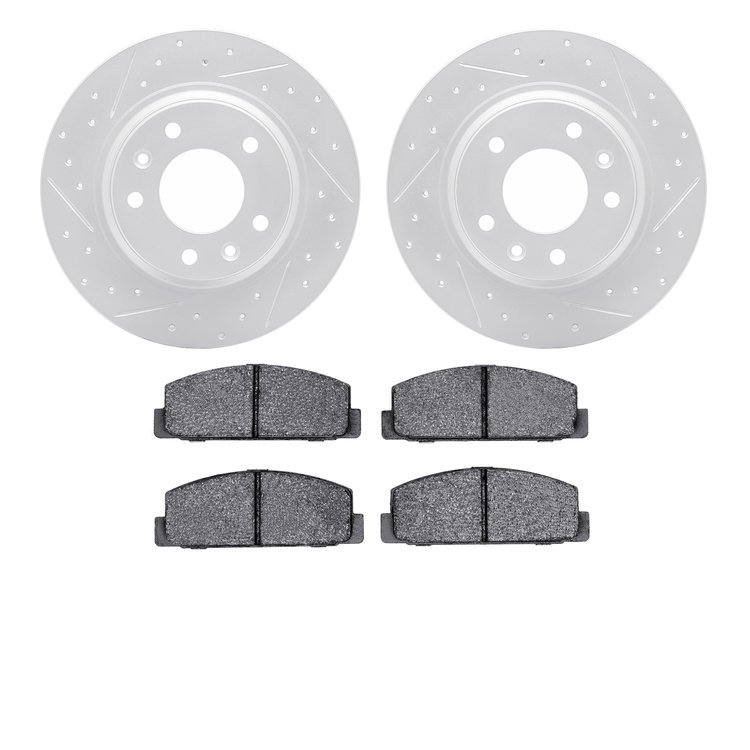 2502-54058 Geoperformance Drilled/Slotted Rotors w/5000 Advanced Brake Pads Kit, 2003-2005 Ford/Lincoln/Mercury/Mazda, Position: