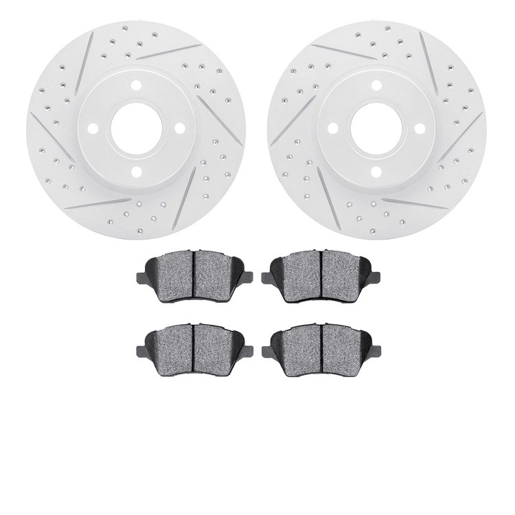 2502-54077 Geoperformance Drilled/Slotted Rotors w/5000 Advanced Brake Pads Kit, 2014-2019 Ford/Lincoln/Mercury/Mazda, Position: