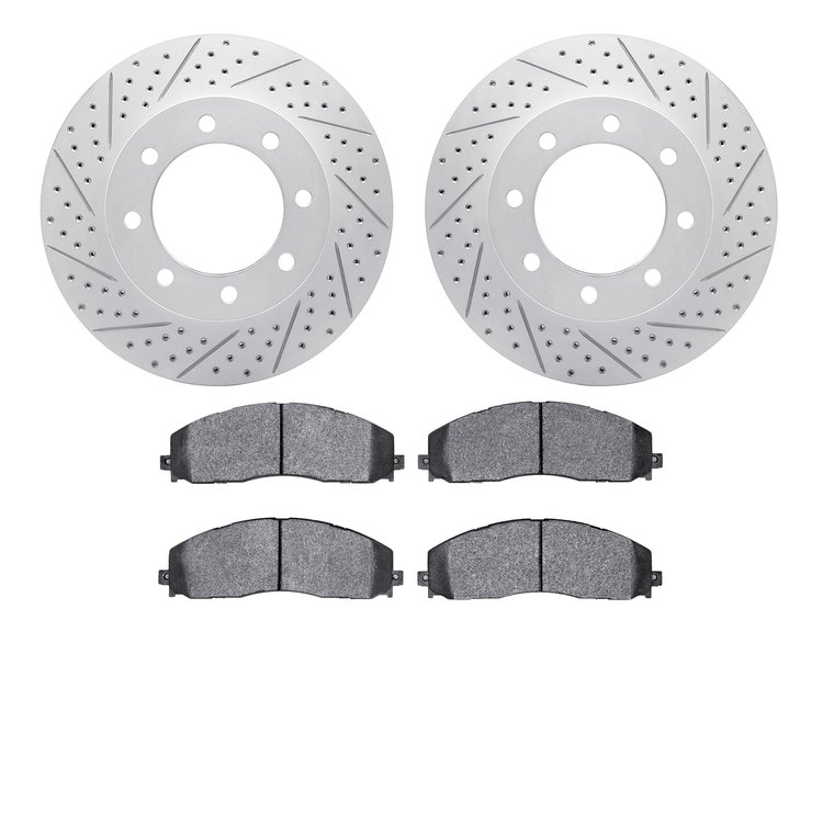 2502-54216 Geoperformance Drilled/Slotted Rotors w/5000 Advanced Brake Pads Kit, Fits Select Ford/Lincoln/Mercury/Mazda, Positio