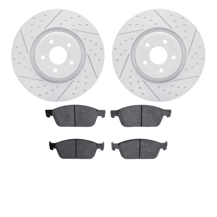 2502-54226 Geoperformance Drilled/Slotted Rotors w/5000 Advanced Brake Pads Kit, 2014-2019 Ford/Lincoln/Mercury/Mazda, Position: