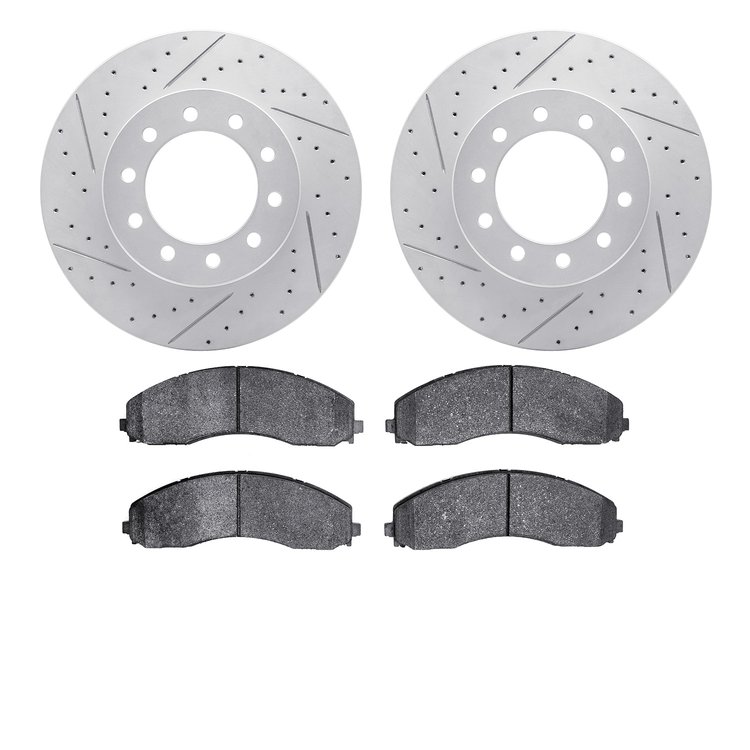 2502-54244 Geoperformance Drilled/Slotted Rotors w/5000 Advanced Brake Pads Kit, Fits Select Ford/Lincoln/Mercury/Mazda, Positio