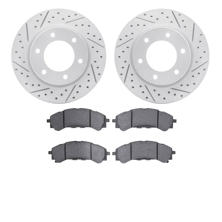 2502-54261 Geoperformance Drilled/Slotted Rotors w/5000 Advanced Brake Pads Kit, Fits Select Ford/Lincoln/Mercury/Mazda, Positio