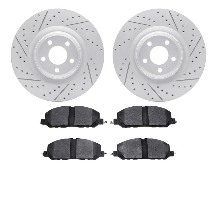 2502-54263 Geoperformance Drilled/Slotted Rotors w/5000 Advanced Brake Pads Kit, Fits Select Ford/Lincoln/Mercury/Mazda, Positio