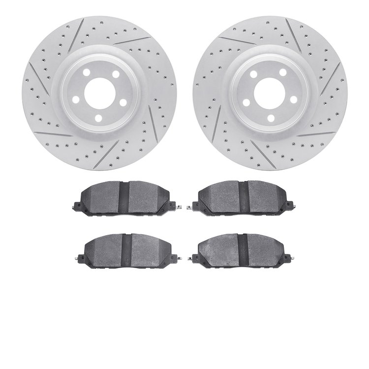 2502-54264 Geoperformance Drilled/Slotted Rotors w/5000 Advanced Brake Pads Kit, Fits Select Ford/Lincoln/Mercury/Mazda, Positio