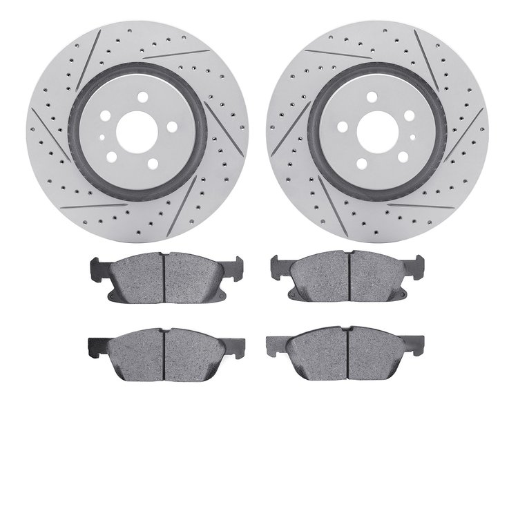 2502-55003 Geoperformance Drilled/Slotted Rotors w/5000 Advanced Brake Pads Kit, Fits Select Ford/Lincoln/Mercury/Mazda, Positio