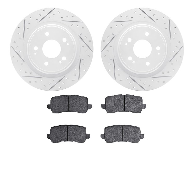 2502-58024 Geoperformance Drilled/Slotted Rotors w/5000 Advanced Brake Pads Kit, 2017-2020 Acura/Honda, Position: Rear