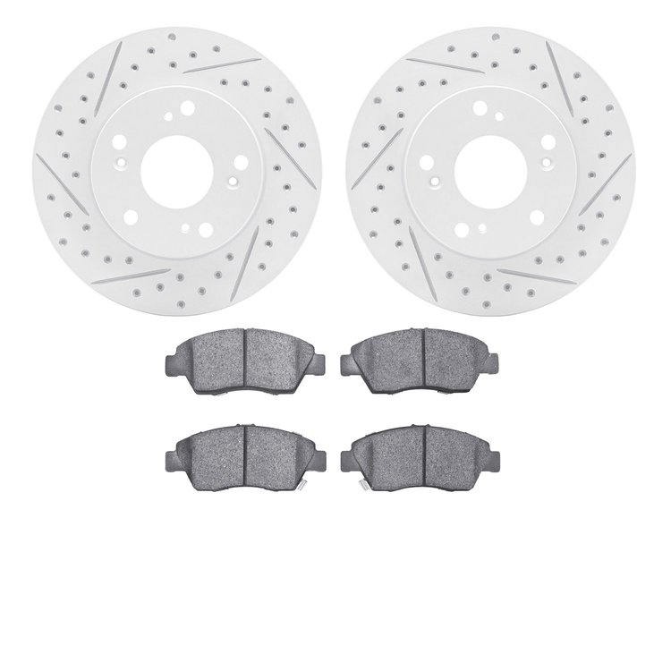 2502-59027 Geoperformance Drilled/Slotted Rotors w/5000 Advanced Brake Pads Kit, 2002-2011 Acura/Honda, Position: Front