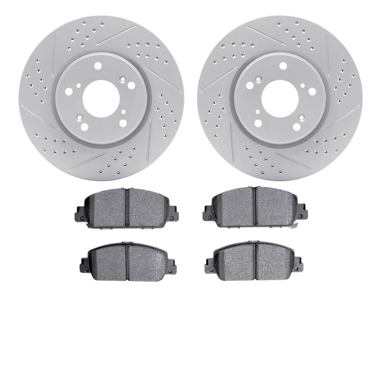 2502-59042 Geoperformance Drilled/Slotted Rotors w/5000 Advanced Brake Pads Kit, Fits Select Acura/Honda, Position: Front