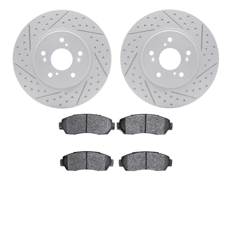 2502-59072 Geoperformance Drilled/Slotted Rotors w/5000 Advanced Brake Pads Kit, 2007-2016 Acura/Honda, Position: Front