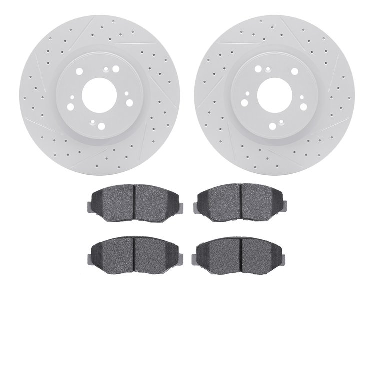 2502-59079 Geoperformance Drilled/Slotted Rotors w/5000 Advanced Brake Pads Kit, 2012-2016 Acura/Honda, Position: Front