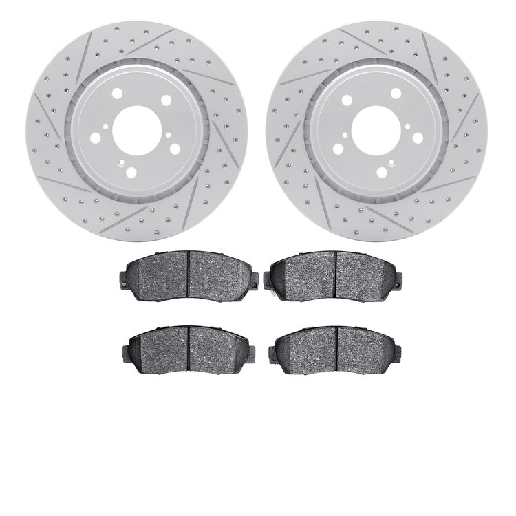 2502-59080 Geoperformance Drilled/Slotted Rotors w/5000 Advanced Brake Pads Kit, Fits Select Acura/Honda, Position: Front