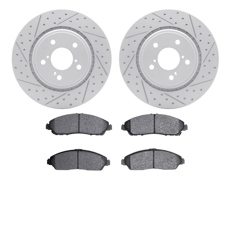 2502-59082 Geoperformance Drilled/Slotted Rotors w/5000 Advanced Brake Pads Kit, Fits Select Acura/Honda, Position: Front