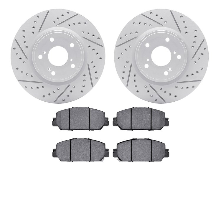 2502-59098 Geoperformance Drilled/Slotted Rotors w/5000 Advanced Brake Pads Kit, Fits Select Acura/Honda, Position: Front