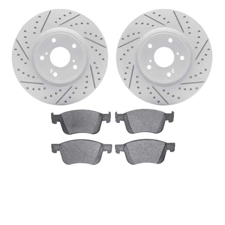 2502-59099 Geoperformance Drilled/Slotted Rotors w/5000 Advanced Brake Pads Kit, Fits Select Acura/Honda, Position: Front