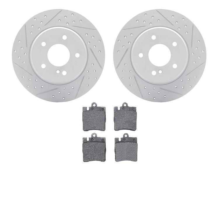 2502-63016 Geoperformance Drilled/Slotted Rotors w/5000 Advanced Brake Pads Kit, 1996-2011 Mercedes-Benz, Position: Rear