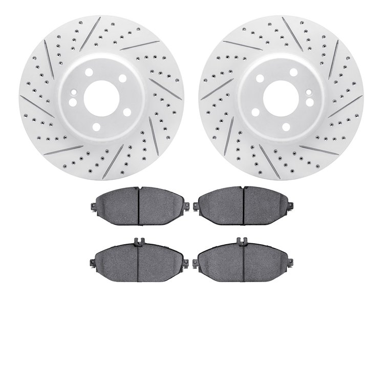 2502-63046 Geoperformance Drilled/Slotted Rotors w/5000 Advanced Brake Pads Kit, Fits Select Mercedes-Benz, Position: Front