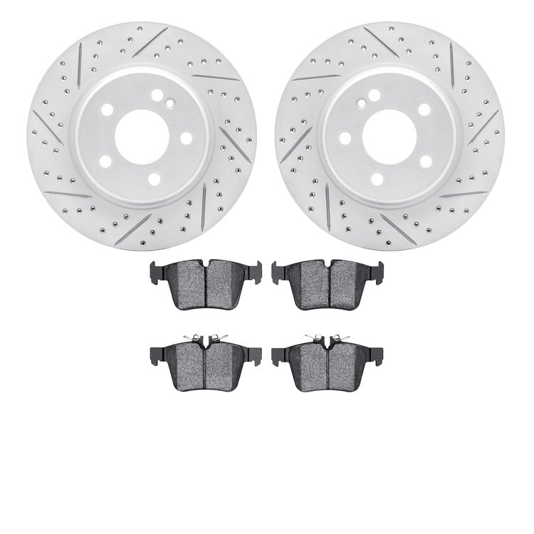 2502-63047 Geoperformance Drilled/Slotted Rotors w/5000 Advanced Brake Pads Kit, Fits Select Mercedes-Benz, Position: Rear