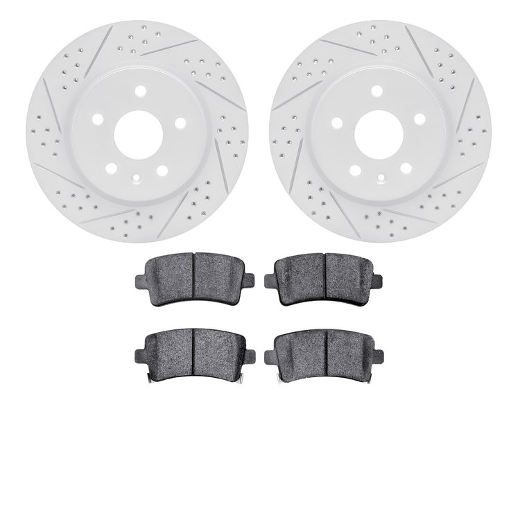 2502-65021 Geoperformance Drilled/Slotted Rotors w/5000 Advanced Brake Pads Kit, 2011-2013 GM, Position: Rear