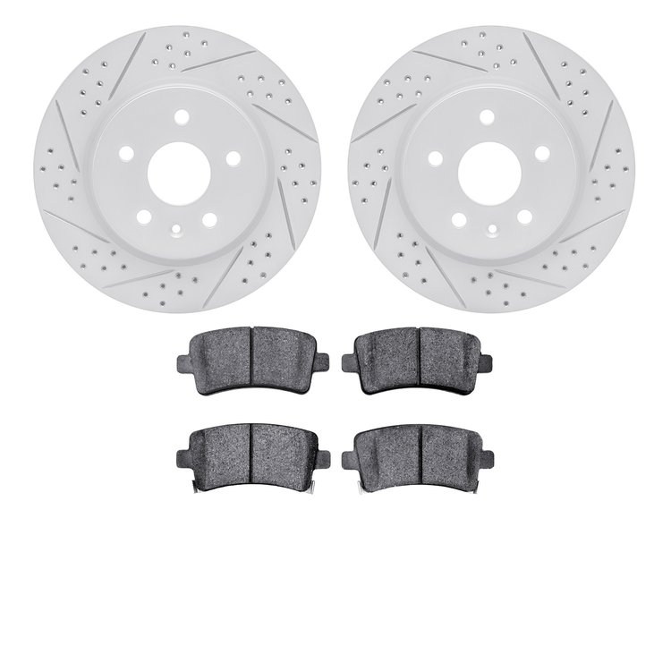 2502-65022 Geoperformance Drilled/Slotted Rotors w/5000 Advanced Brake Pads Kit, 2010-2020 GM, Position: Rear