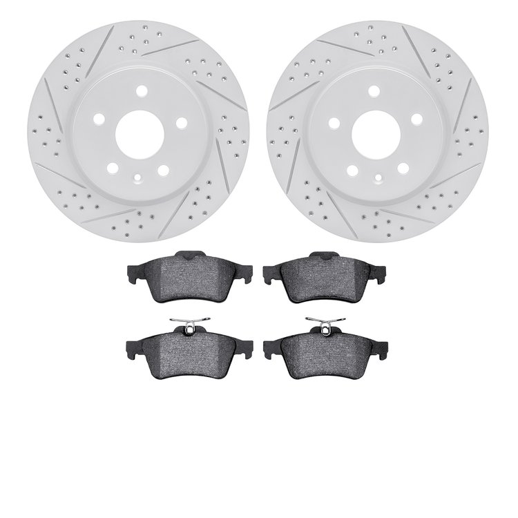 2502-65024 Geoperformance Drilled/Slotted Rotors w/5000 Advanced Brake Pads Kit, Fits Select GM, Position: Rear