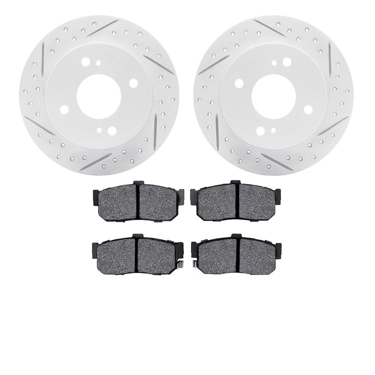 2502-67008 Geoperformance Drilled/Slotted Rotors w/5000 Advanced Brake Pads Kit, 1991-2001 Infiniti/Nissan, Position: Rear
