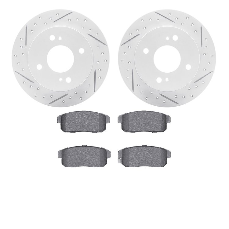 2502-67009 Geoperformance Drilled/Slotted Rotors w/5000 Advanced Brake Pads Kit, 2000-2006 Infiniti/Nissan, Position: Rear