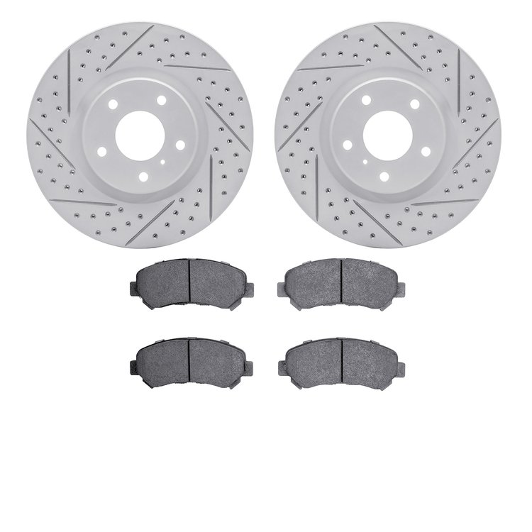 2502-67019 Geoperformance Drilled/Slotted Rotors w/5000 Advanced Brake Pads Kit, Fits Select Infiniti/Nissan, Position: Front