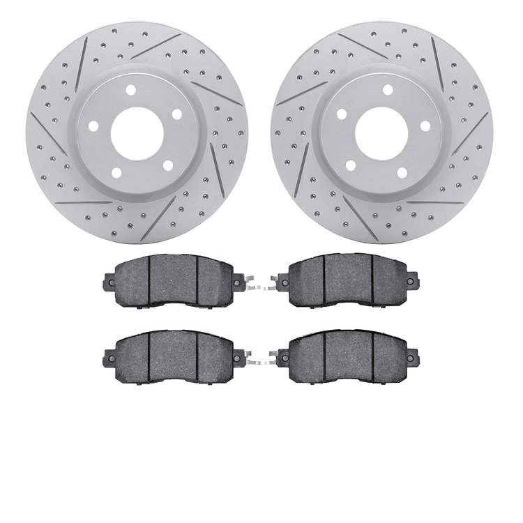 2502-67040 Geoperformance Drilled/Slotted Rotors w/5000 Advanced Brake Pads Kit, Fits Select Infiniti/Nissan, Position: Front