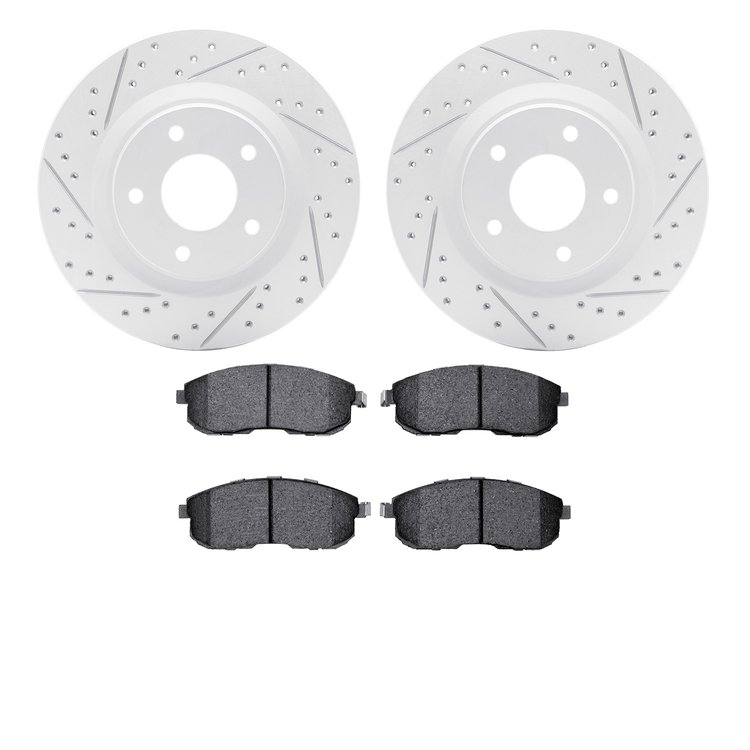 2502-67051 Geoperformance Drilled/Slotted Rotors w/5000 Advanced Brake Pads Kit, 2011-2019 Infiniti/Nissan, Position: Front