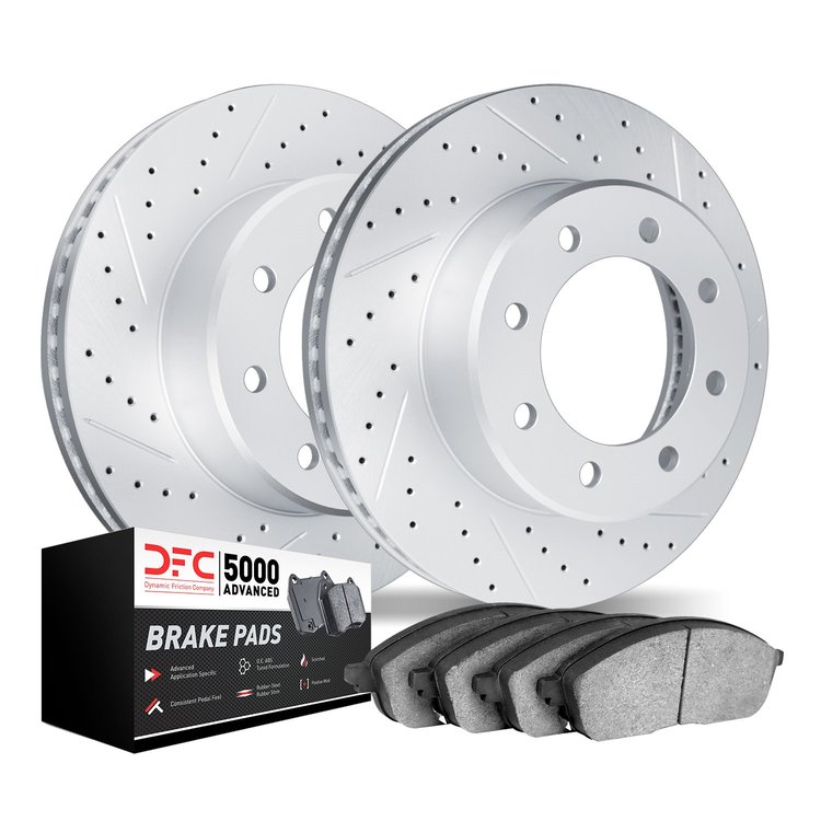 2502-67052 Geoperformance Drilled/Slotted Rotors w/5000 Advanced Brake Pads Kit, 2012-2021 Infiniti/Nissan, Position: Rear